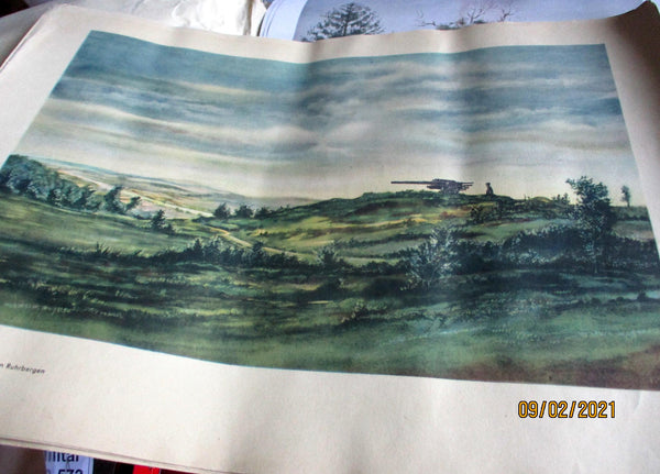 Wehrmacht Kunst der Front Maße ca 46x34 cm um 1942 Papier gebräunt Luftwaffe Propagandakorps