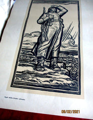 Wehrmacht Kunst der Front Maße ca 46x34 cm um 1942 Papier gebräunt Luftwaffe Propagandakorps