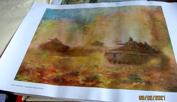 DAK Panzer Wehrmacht Kunst der Front Maße ca 46x34 cm um 1942 Papier Luftwaffe Propagandakorps