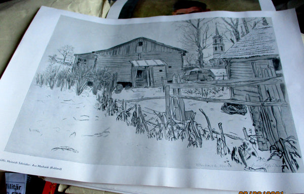 Russland Wehrmacht Kunst der Front Maße ca 46x34 cm um 1942 Papier Luftwaffe Propagandakorps