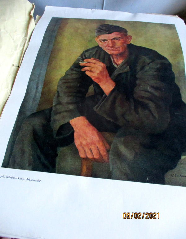 Wehrmacht Kunst der Front Maße ca 46x34 cm um 1942 Papier Luftwaffe Propagandakorps