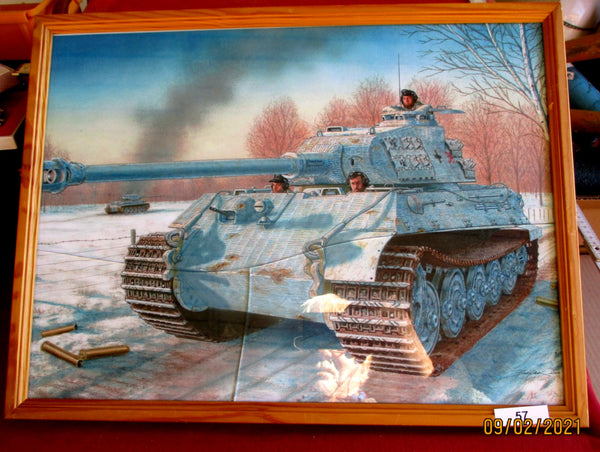 Panzer Wehrmacht in Russland Bild Im Rahmen Maße ca 45x35 cm
