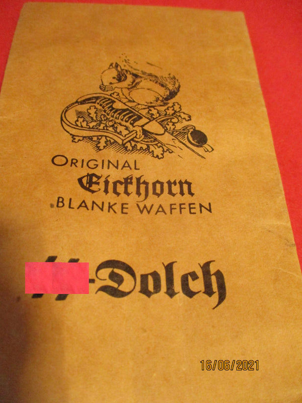 ORIGINAL SS Dolch Verpackungstüte Eickhorn aus einem alten Händlerbestand
