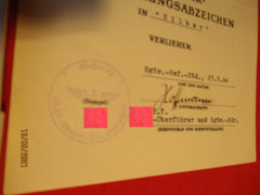 Verleihungsurkunde Kraftfahr-Bewährungsabzeichen in Silber