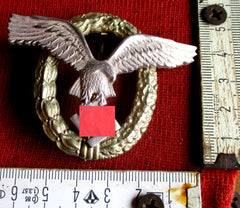 INSIGNE DE PILOTE Avion Luftwaffe Souval argenté aigle appliqué riveté aiguille ronde non magnétique