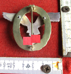 INSIGNE DE PILOTE Avion Luftwaffe Souval argenté aigle appliqué riveté aiguille ronde non magnétique