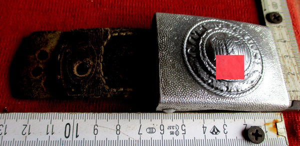 Zweidorn Koppelschloss Wehrmacht GOTT MIT UNS -ORIGINAL Metall schöne Patina mit Lederzunge