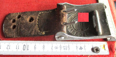 Zweidorn Koppelschloss Wehrmacht GOTT MIT UNS -ORIGINAL Metall schöne Patina mit Lederzunge