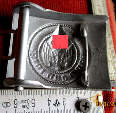 HJ Hitler-Jugend Boucle de ceinture à double ardillon devise Sang et… – Métal ORIGINAL belle patine Poinçon RZM provenant d'un ancien stock de marchand