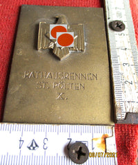 HJ Ostmark St. Pölten Rathausrennen X. – Messingplakette 70x50 mm | Original WWII