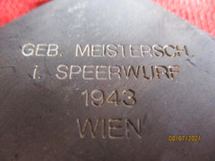 HJ Gebietsmeisterschaft Speerwurf 1943 Wien – Seltene Plakette Original | Hitlerjugend