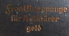 Frontflugspange für Aufklärer in Gold im Etui – Gemarkt, schöne Patina | Original WWII Luftwaffe