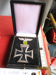 EK1 1914 mit Wiederholungsspange 1939 im Etui – DRGM, Schraubscheiben | Extrem selten, Original WWII