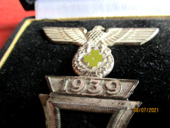 EK1 1914 mit Wiederholungsspange 1939 im Etui – DRGM, Schraubscheiben | Extrem selten, Original WWII