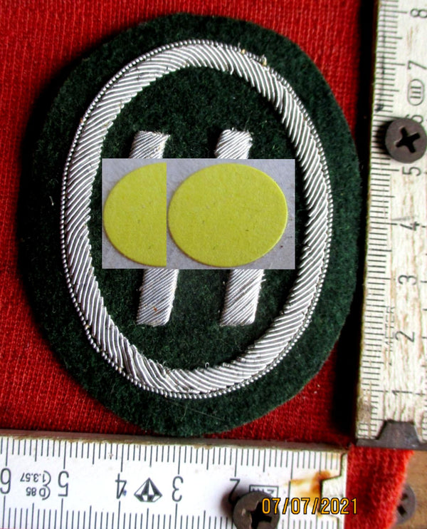 SS Stoffabzeichen grün oval Ärmelabzeichen Metallfaden gestickt 8x6 cm – Repro | WWII