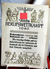 Beteiligungs-Urkunde Reichsberufwettkampf HJ 1940 – blanko, ca. 29×20 cm