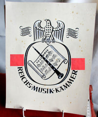 Urkunde Reichs-Musikkammer – Original Dokument ca. 28 × 22 cm