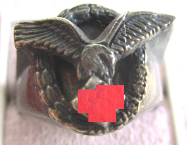 Luftwaffe – Kantinen-Ring mit Hakenkreuz-Motiv, Silber (Materialprüfung empfohlen)