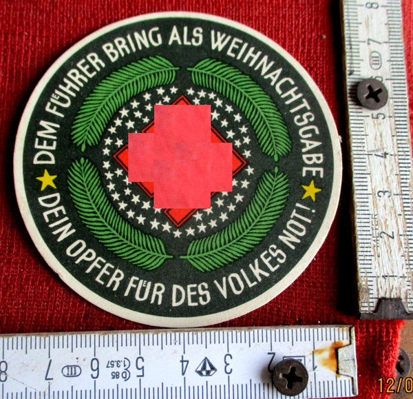 WHW Winterhilfswerk – Türplakette Straßensammlung 1934, Papier (Original)