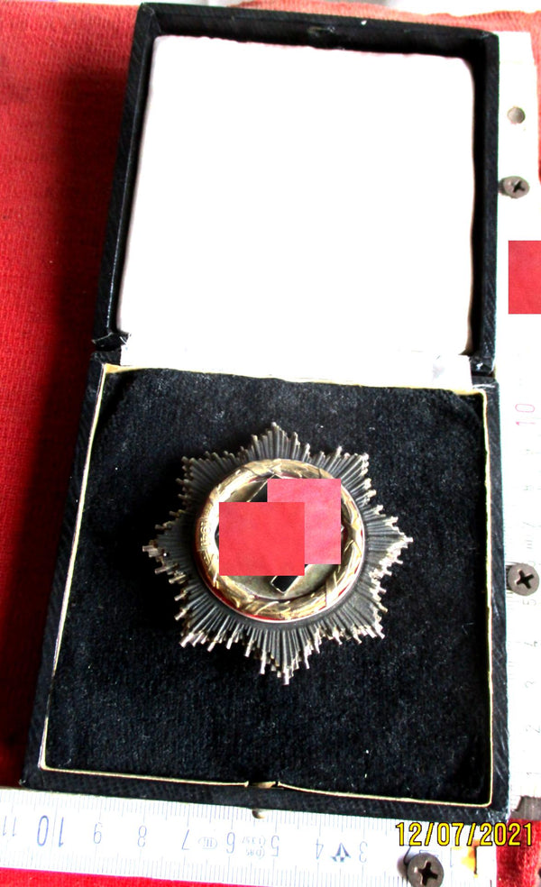 Deutsches Kreuz in Gold – Souval Wien, frühe Sammleranfertigung, Souval-Klaue, breite Nadel, Marke 20, mit Etui