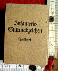 Wehrmacht Orden InfanterieSturmabzeichen, in SILBER MIT zugehöriger Verleihungsschachtel L43 SCHACHTEL frühe qualitätvolle Fertigung der Firma