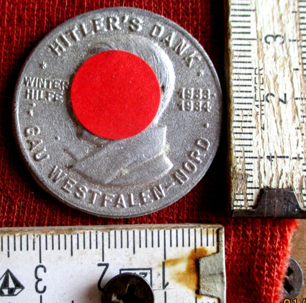 Gau Westfalen Nord altes Abzeichen Medaille Hitlers Dank WHW 1934 zum Basteln