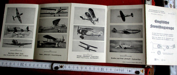 Erkennungstafel "ENGLISCHE FRONTFLUGZEUGE", Falttafel, 1940