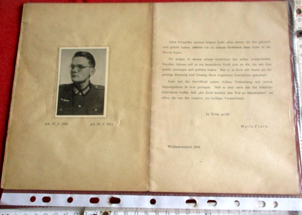 Wehrmacht Gefallenen blatt wie Urkunde Wehrmacht mit Foto aus einem alten Händlerbestand
