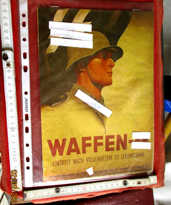 Werbe Plakat Waffen SS ca 28 x 20 cm Sammleranfertigung aus einem alten Händlerbestand