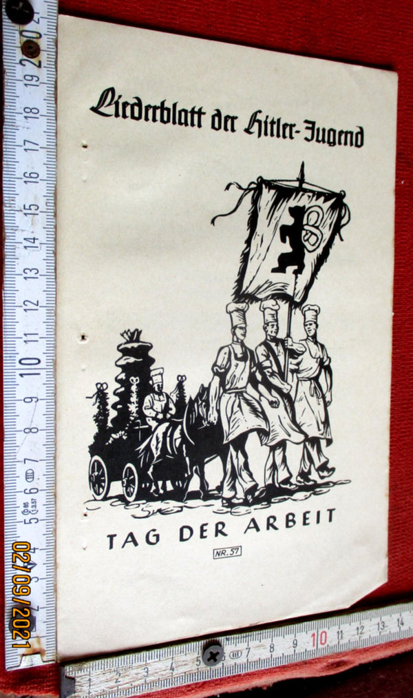 HJ Liederblatt der Hitler Jugend Nr.57 " Tag der Arbeit" aus einem alten Händlerbestand