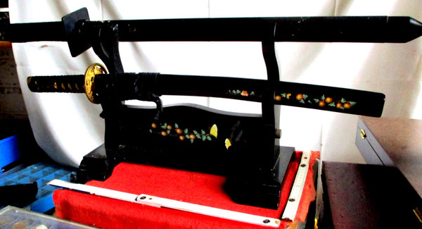 Ninja Schwert Schwerter Set - Katana Schwert Echt, Wakizashi, Tanto - Samurai Schwert aus Stahl - Samurai Schwerter als Deko - Japanisches Sword mit Schwertständer -
