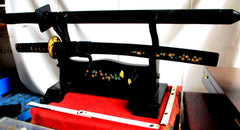 Ninja Schwert Schwerter Set - Katana Schwert Echt, Wakizashi, Tanto - Samurai Schwert aus Stahl - Samurai Schwerter als Deko - Japanisches Sword mit Schwertständer -