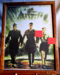 Bild Gemälde Plakat SS Wehrmacht HJ Panzer heute - Morgen - Propaganda im Rahmen Dekoration oder Vitrine Sammlerfertigung