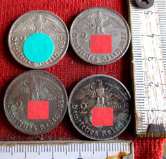 2 RM Silber 4 Stück --2 Reichsmark &nbsp;mit HK Hindenburg aus einem alten Händlerbestand