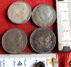 2 RM Silber 4 Stück --2 Reichsmark &nbsp;mit HK Hindenburg aus einem alten Händlerbestand