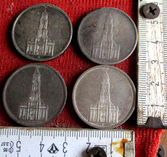 4 Stück--- 5 Reichsmark mit HK Garnisonskirche Potsdam RM Gedenkmünze Silber aus einem alten Händlerbestand