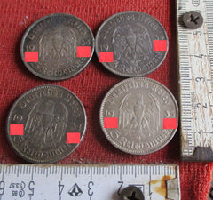 4 Stück--- 5 Reichsmark mit HK Garnisonskirche Potsdam RM Gedenkmünze Silber aus einem alten Händlerbestand