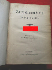 Reichssteuerblatt Jahrgang 1939 mit HK