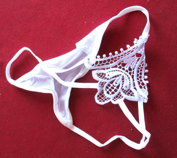weiße Spitze Slip Sexy Damen Dessous Reizwäsche Erotik SEXI ungetragen ! siehe Scan aus Boutique-Auflösung
