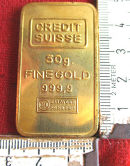 Autobahngold Briefbeschwerer Gold barren 50gramm CREDIT SUISSE 999 FINE GOLD SELTEN! aus Erbschaft / Haushaltsauflösung