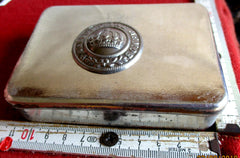 alte Tabakdose Graben-Arbeit Reservisten Maße ca 11x8x3 cm 1.WK Kaiserreich Gott mit Uns aus einem alten Händlerbestand