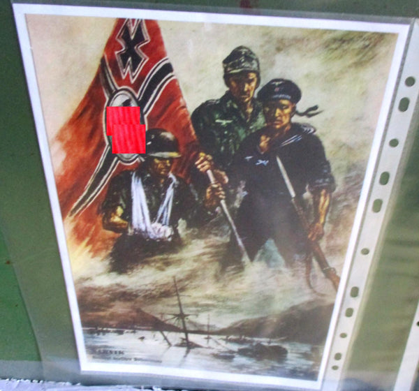 Plakat Wehrmacht Fahne Soldaten Propaganda Maße ca 30 x 21,5 cm