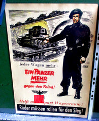 Panzer Räder rollen für den Sieg Plakat Wehrmacht Propaganda ein Panzer mehr gegen den Feind Maße ca 30 x 21,5 cm EISENBAHN